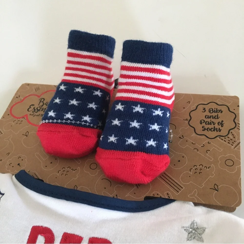 Baby Bibs and Bootie Set “Red White & Blessed” 4th of July NEW | Baby Essentials